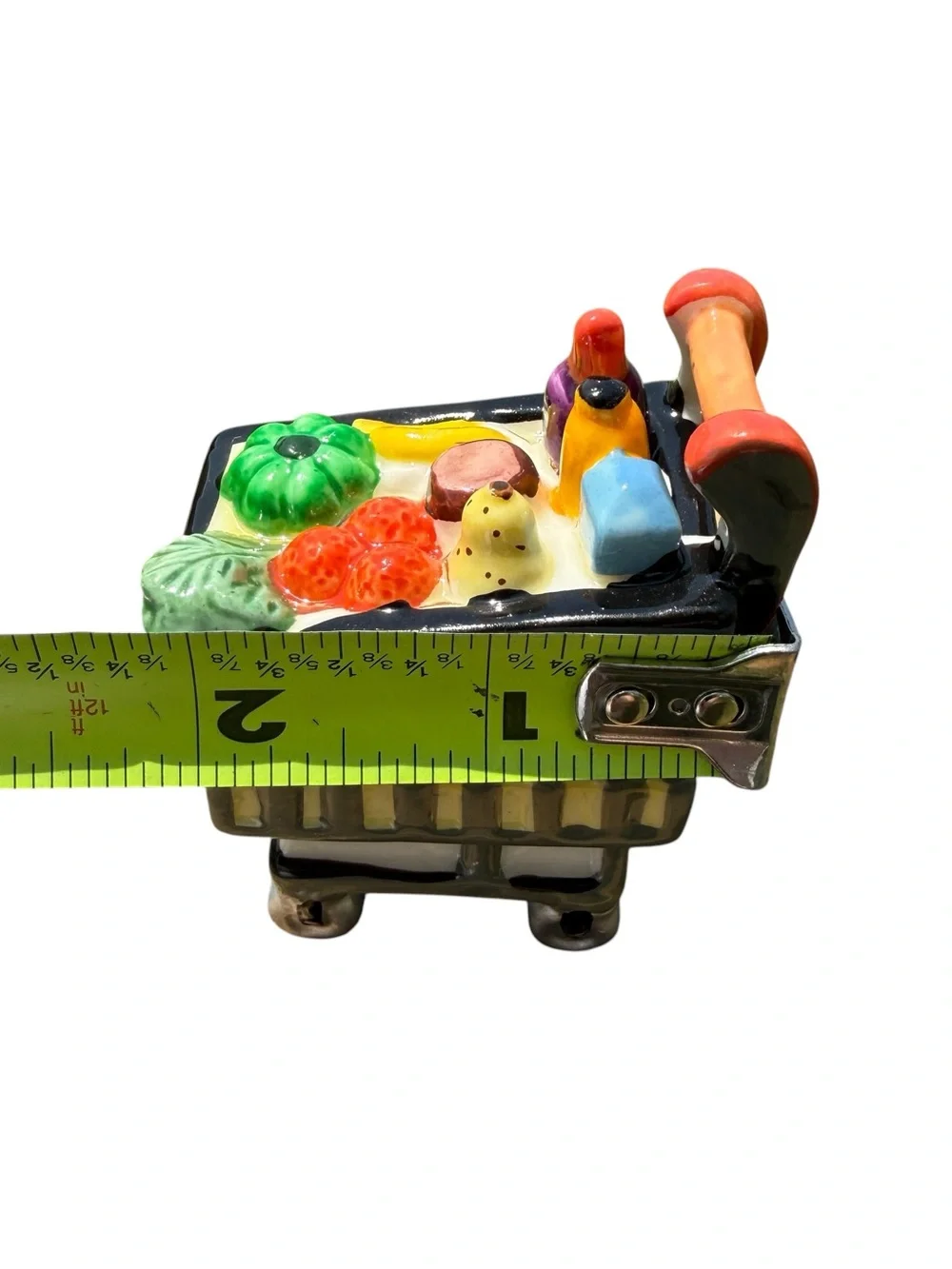 Vintage Grocery Shopping Cart Trinket Box Porcelain Keepsake Miniature Market 4”